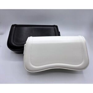 Lot 2 Small Crossbody Bags Black White Minimalist Vegan Leather Boxy Shoulder